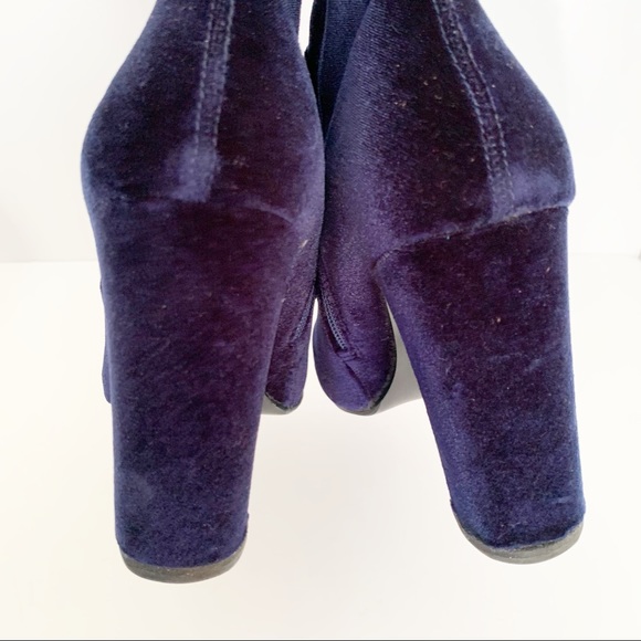 Steve Madden Edit Blue Velvet Ankle Zip Up Boots - Picture 5 of 8